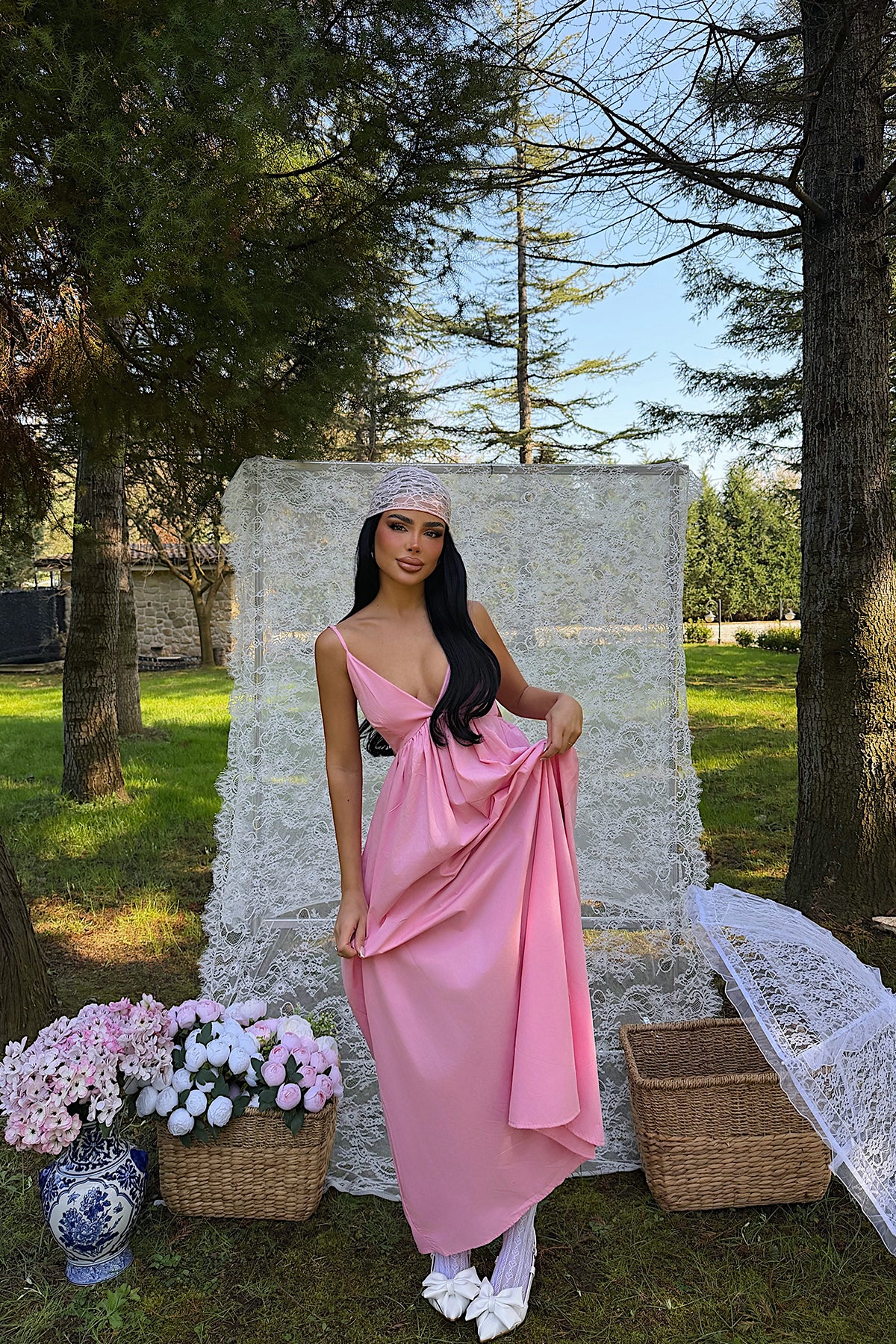 Image of Pembe Stevie Uzun Elbise ATE-1370
