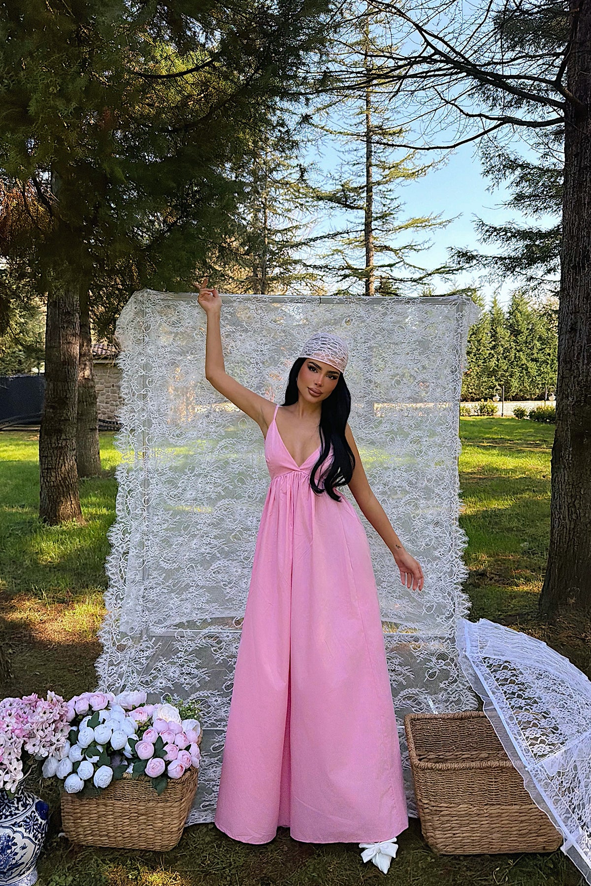 Image of Pembe Stevie Uzun Elbise ATE-1370
