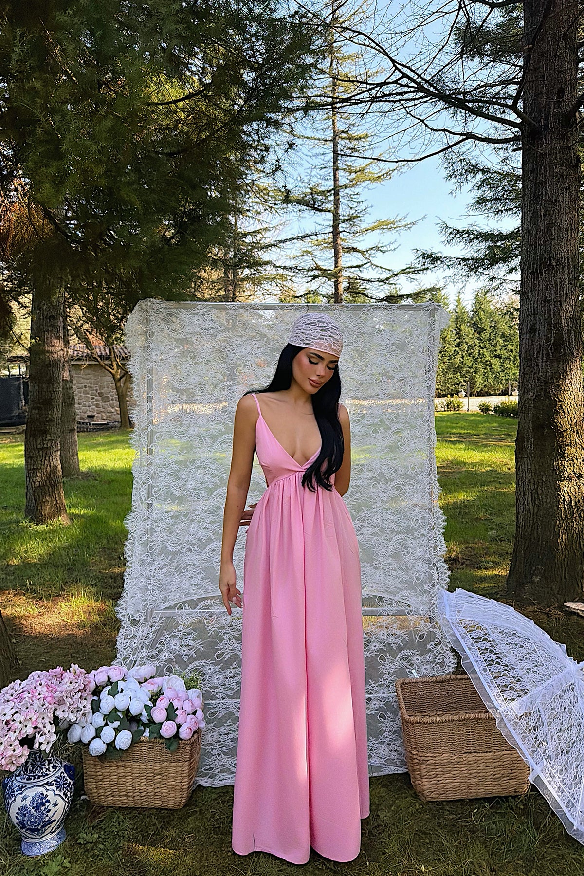 Image of Pembe Stevie Uzun Elbise ATE-1370