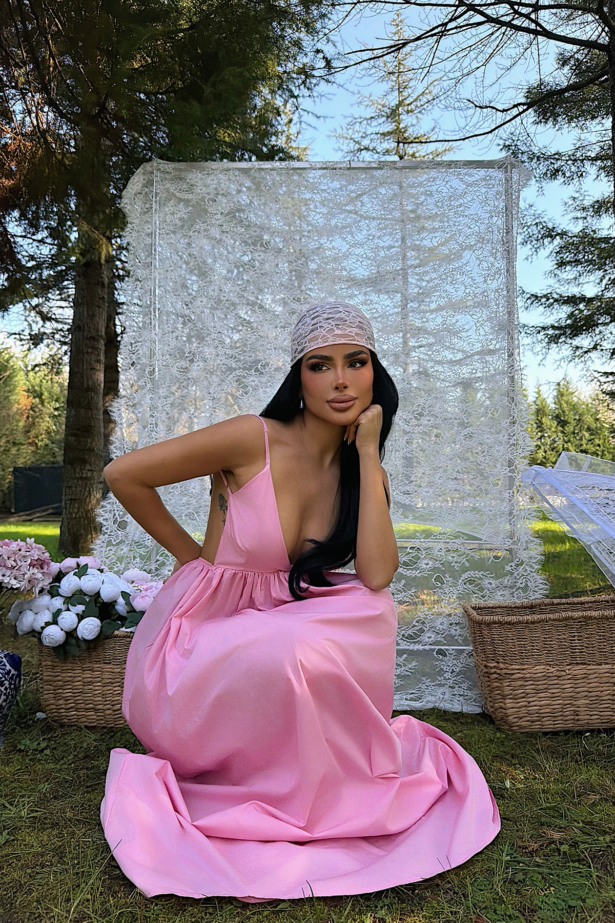 Image of Pembe Stevie Uzun Elbise ATE-1370