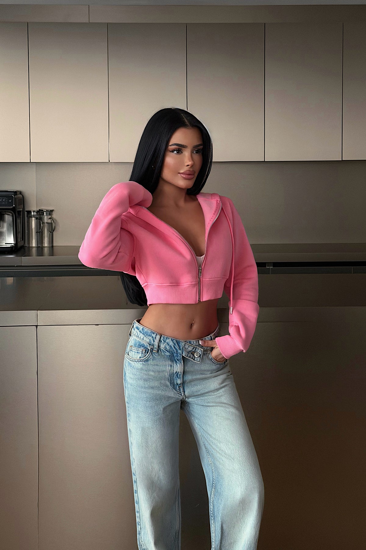 Image of Pembe Caiden Crop Hırka ATE-4857