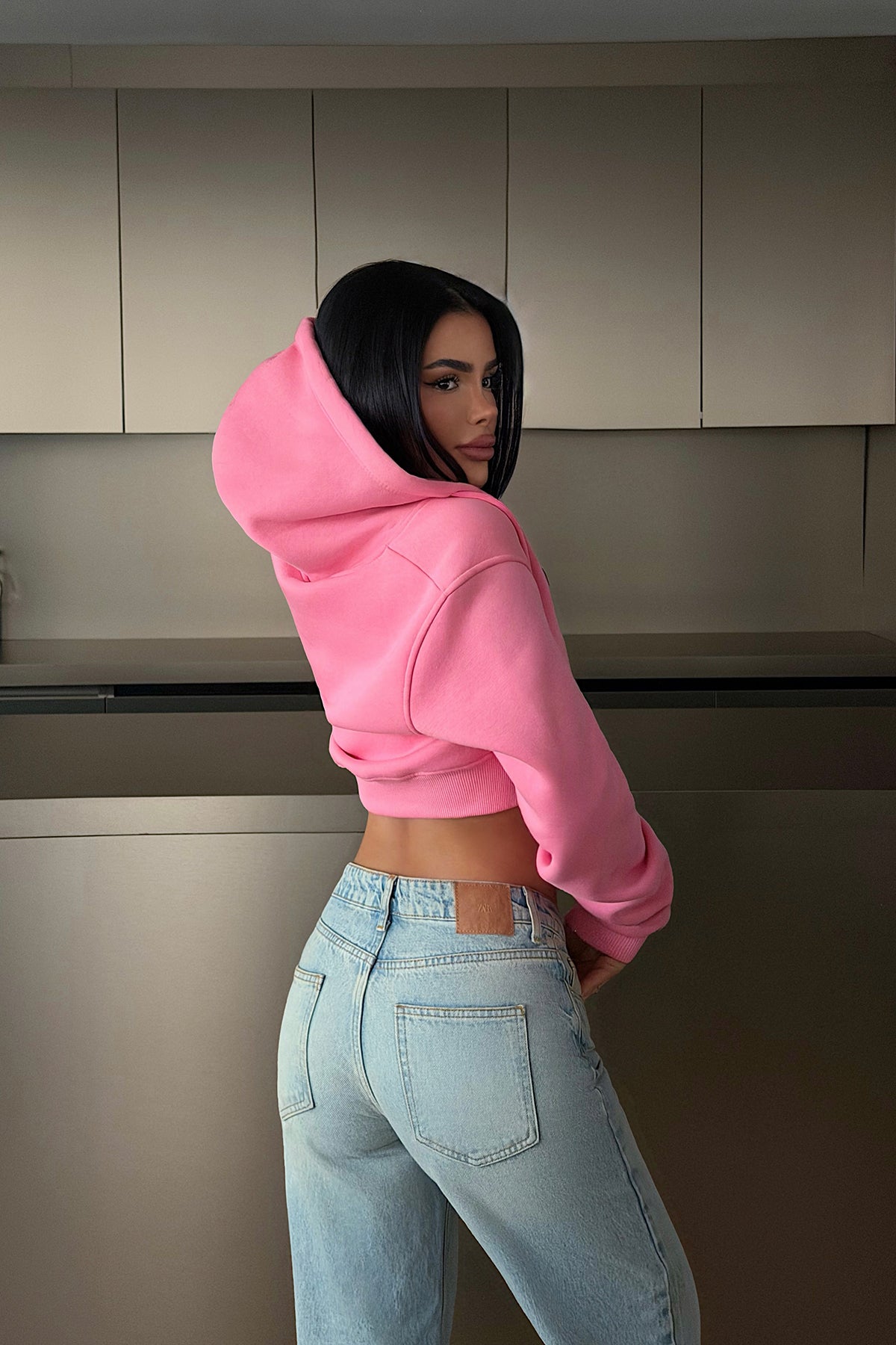 Image of Pembe Caiden Crop Hırka ATE-4857