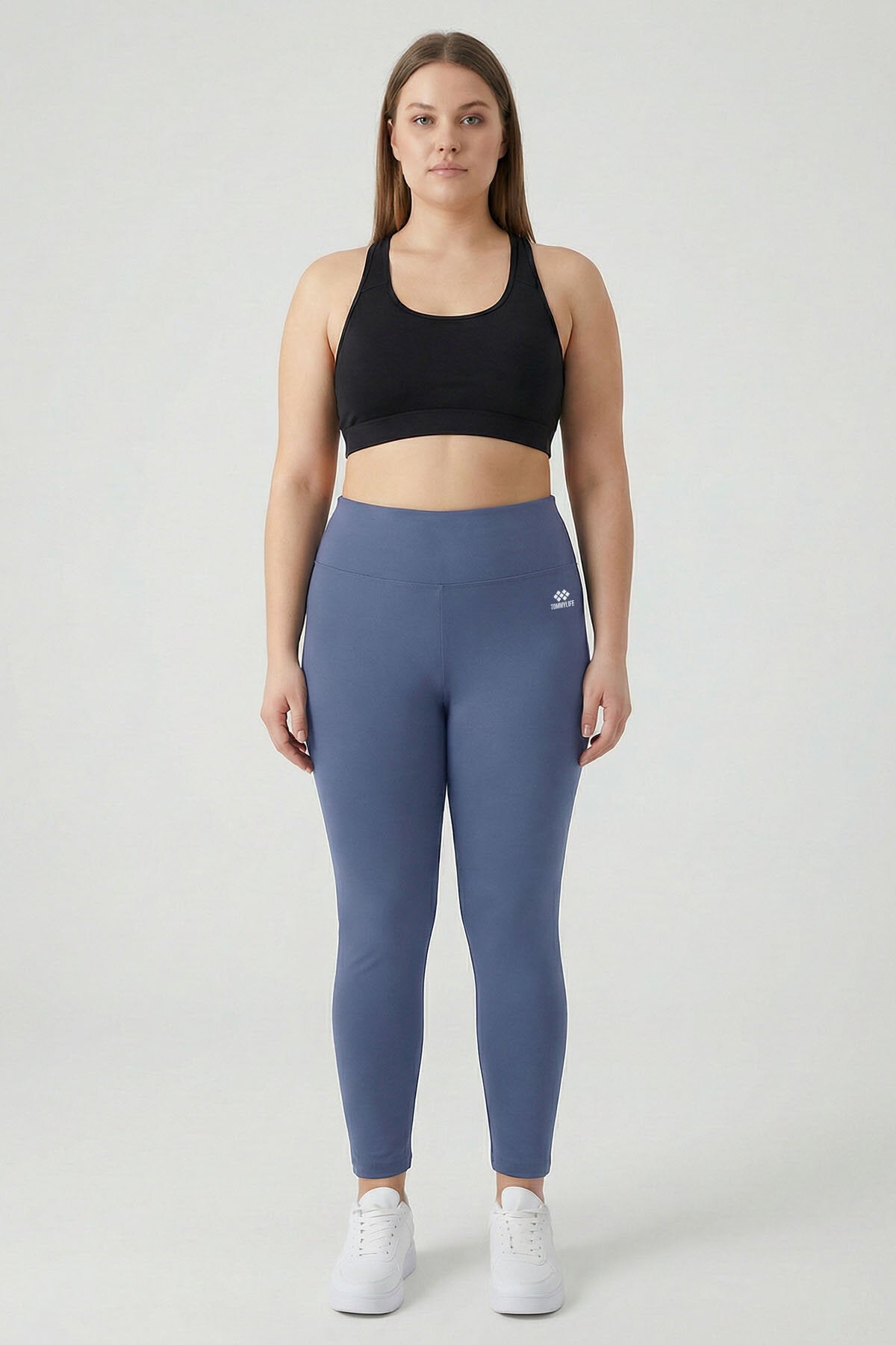 Image of Petrol High Waist Shaping Plus Size Women's Leggings - 94650