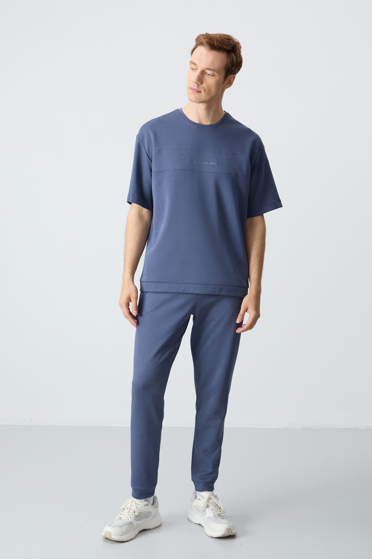 Image of Petrol Pamuklu Kalın Yumuşak Dokulu Oversize Fit Basic Erkek Eşofman Takım - 85261