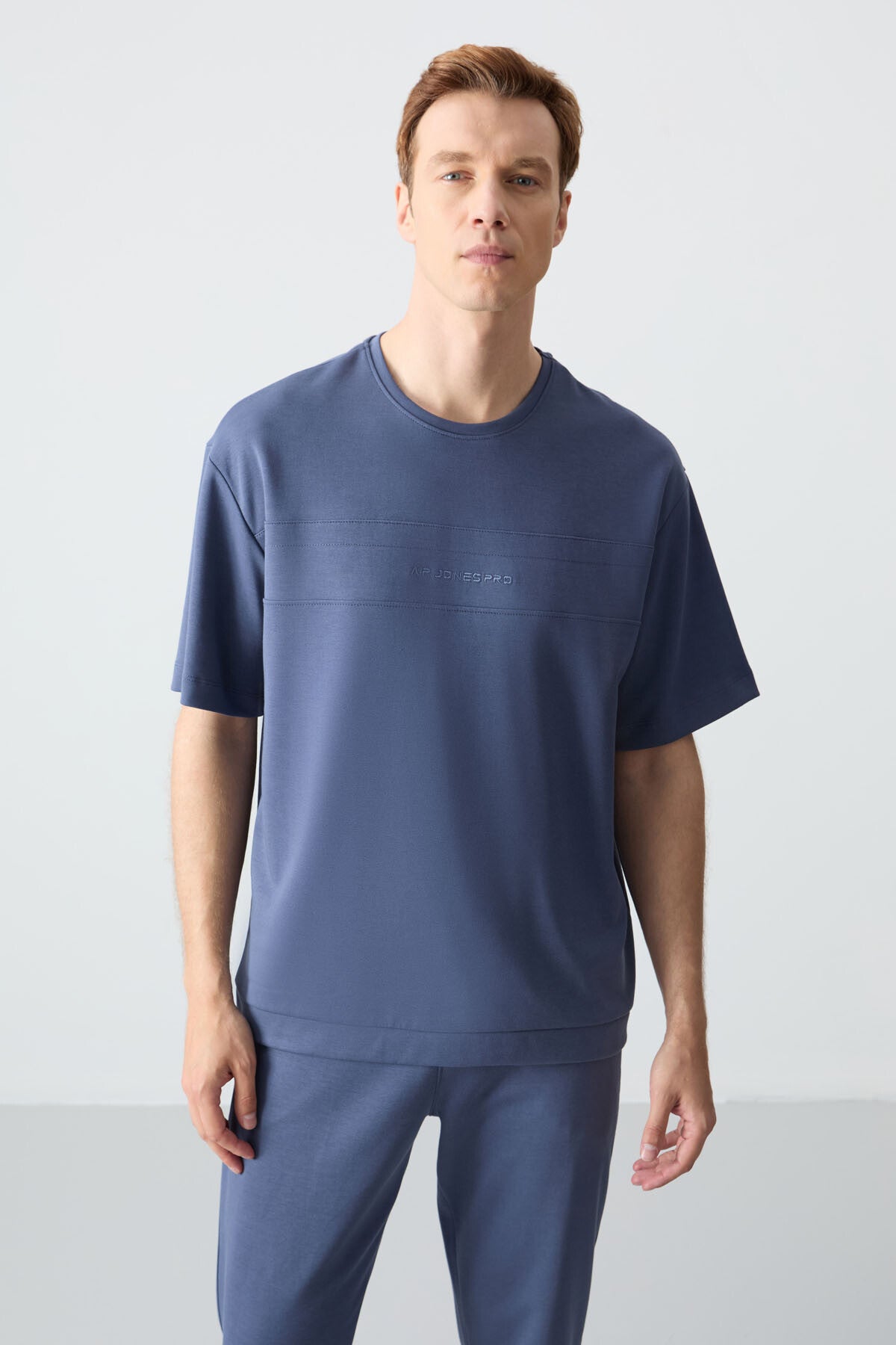 Image of Petrol Pamuklu Kalın Yumuşak Dokulu Oversize Fit Basic Erkek Eşofman Takım - 85261