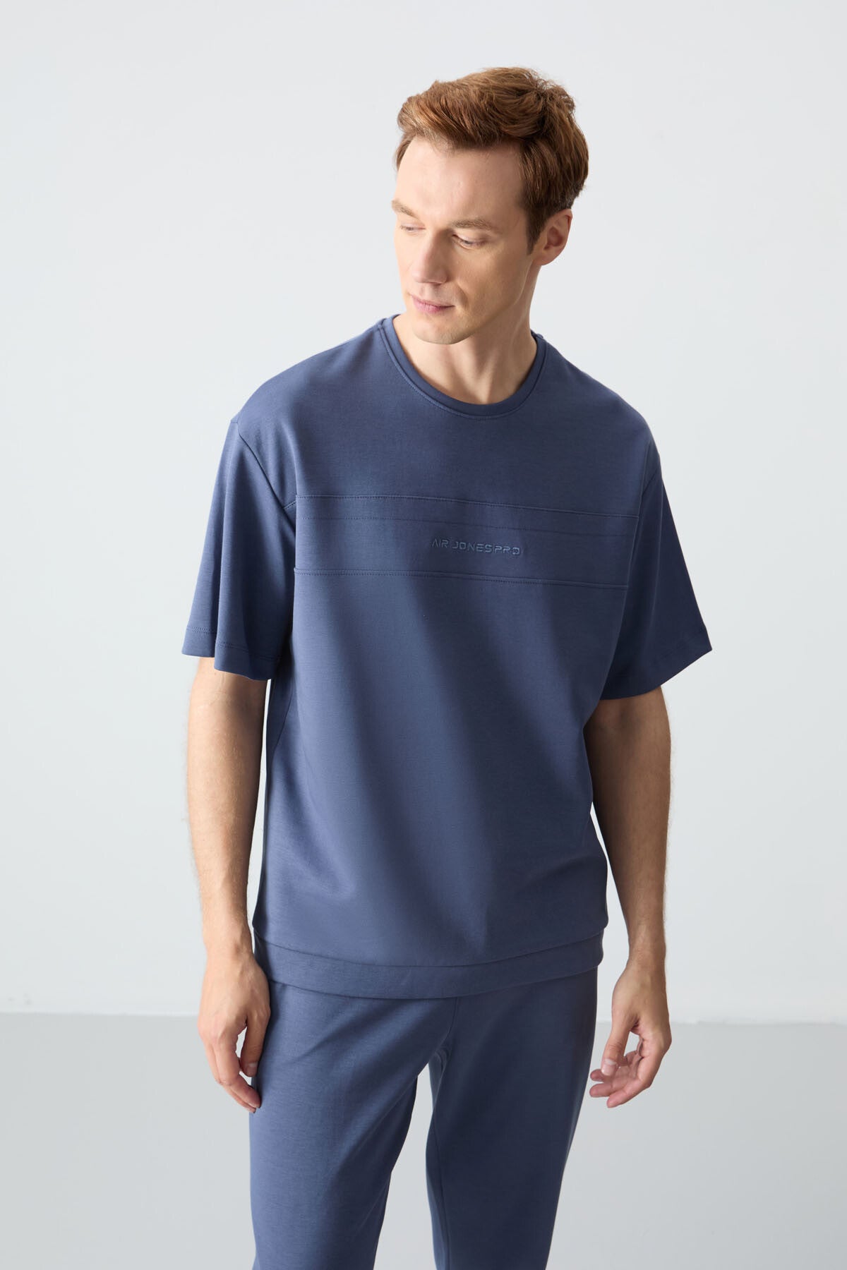 Image of Petrol Pamuklu Kalın Yumuşak Dokulu Oversize Fit Basic Erkek Eşofman Takım - 85261
