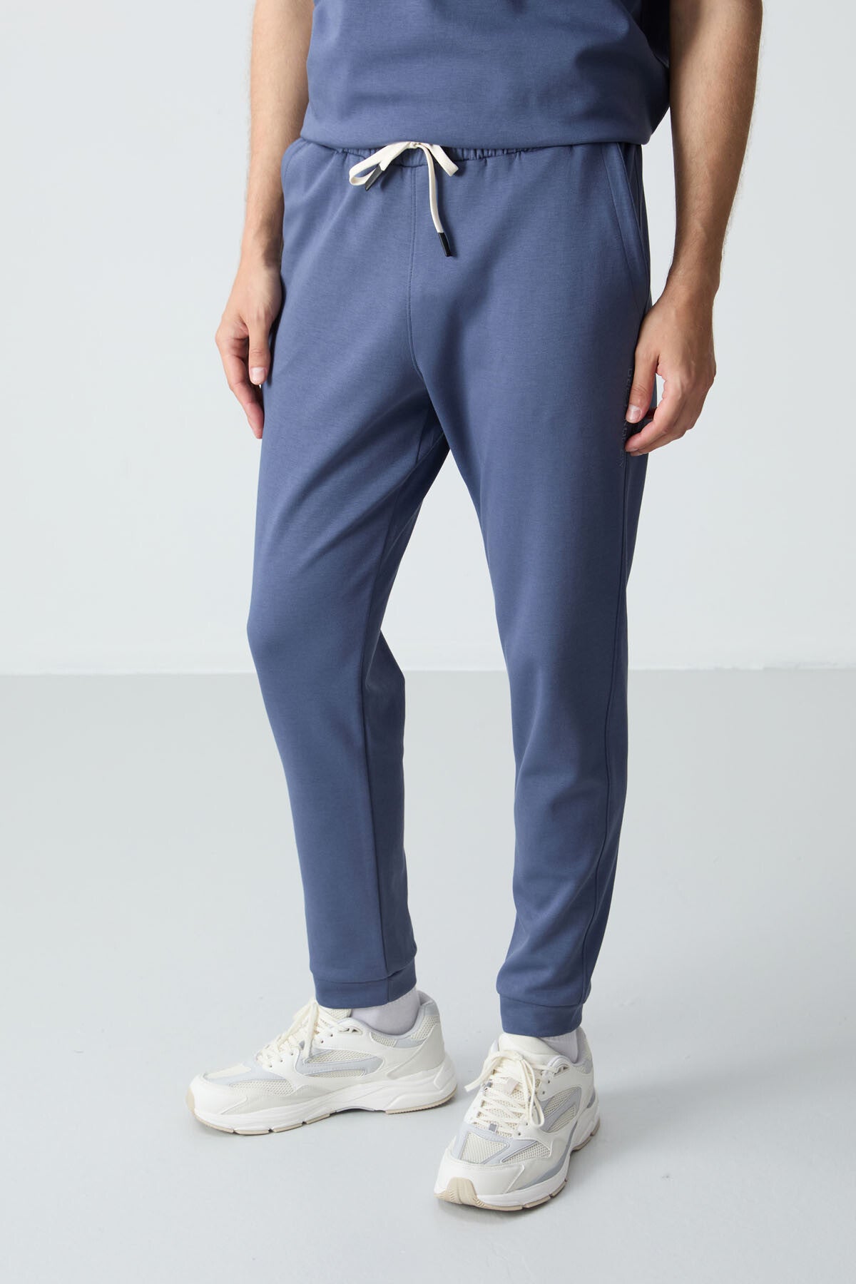 Image of Petrol Pamuklu Kalın Yumuşak Dokulu Oversize Fit Basic Erkek Eşofman Takım - 85261