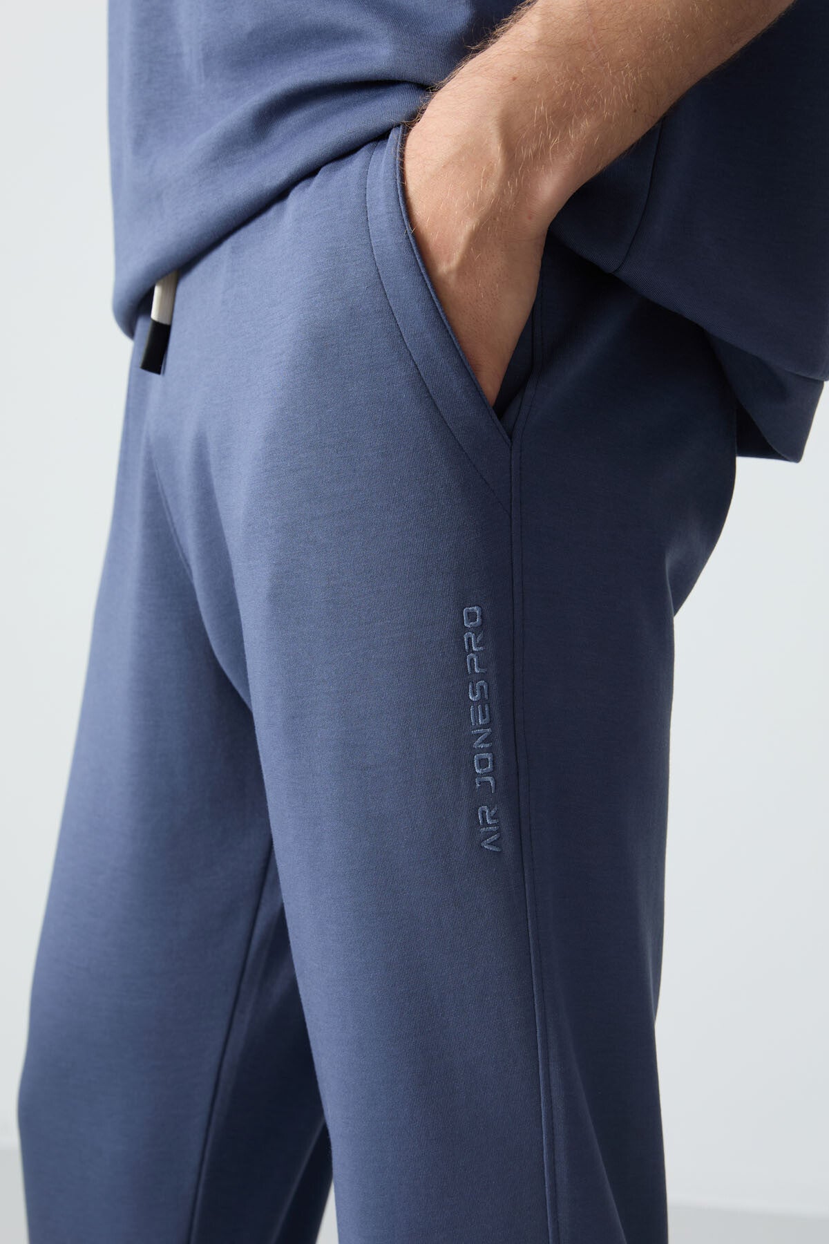Image of Petrol Pamuklu Kalın Yumuşak Dokulu Oversize Fit Basic Erkek Eşofman Takım - 85261