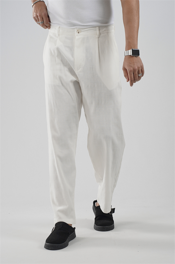 Image of Pleated Boyfriend Fit Men's Trousers