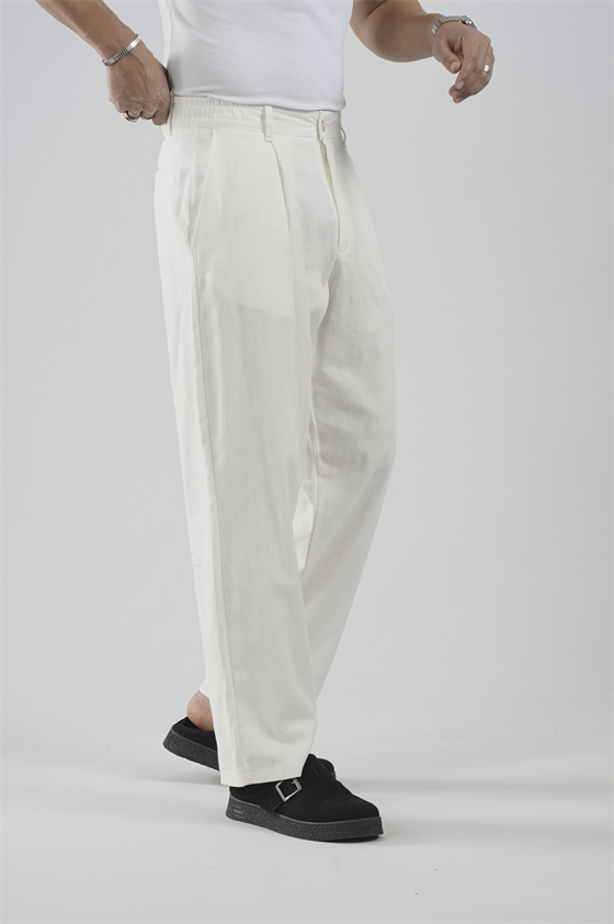 Image of Pleated Boyfriend Fit Men's Trousers