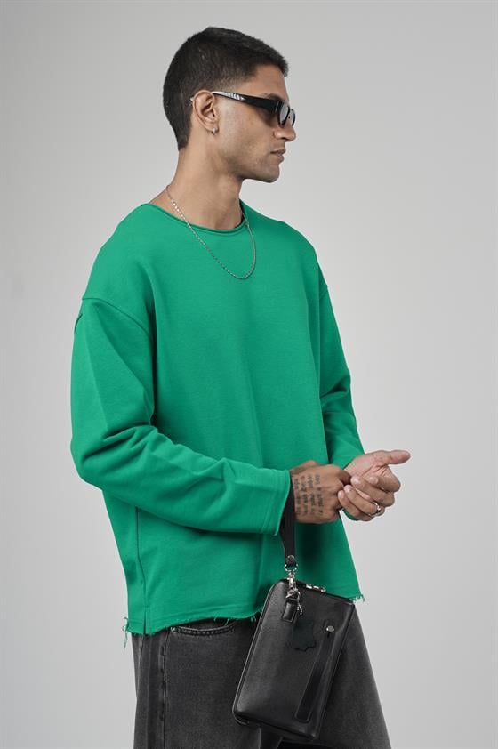 Image of Pis Yaka Oversize Kesim Erkek Düz Sweatshirt