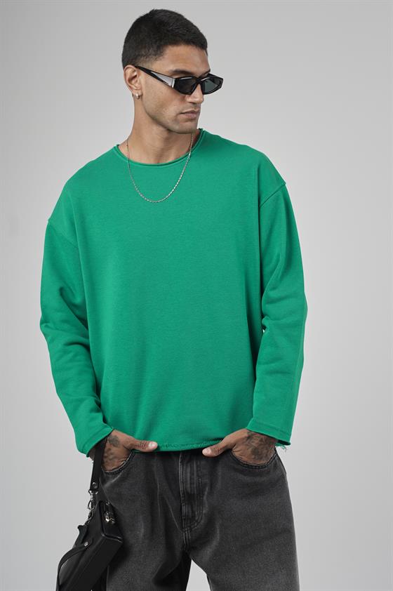 Image of Pis Yaka Oversize Kesim Erkek Düz Sweatshirt