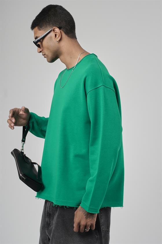 Image of Pis Yaka Oversize Kesim Erkek Düz Sweatshirt