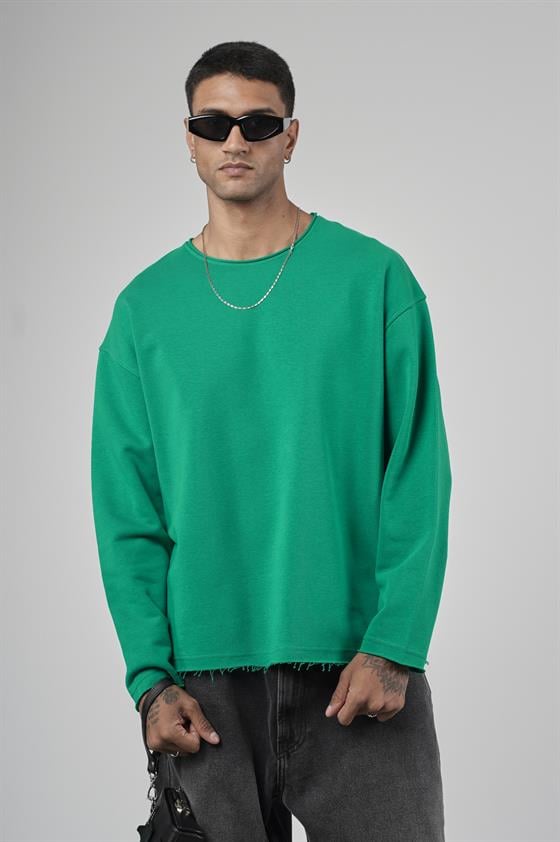 Image of Pis Yaka Oversize Kesim Erkek Düz Sweatshirt