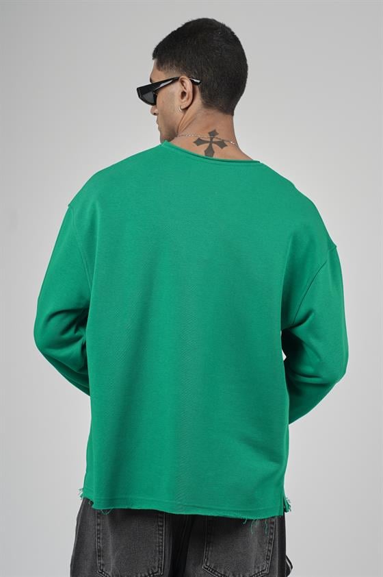 Image of Pis Yaka Oversize Kesim Erkek Düz Sweatshirt