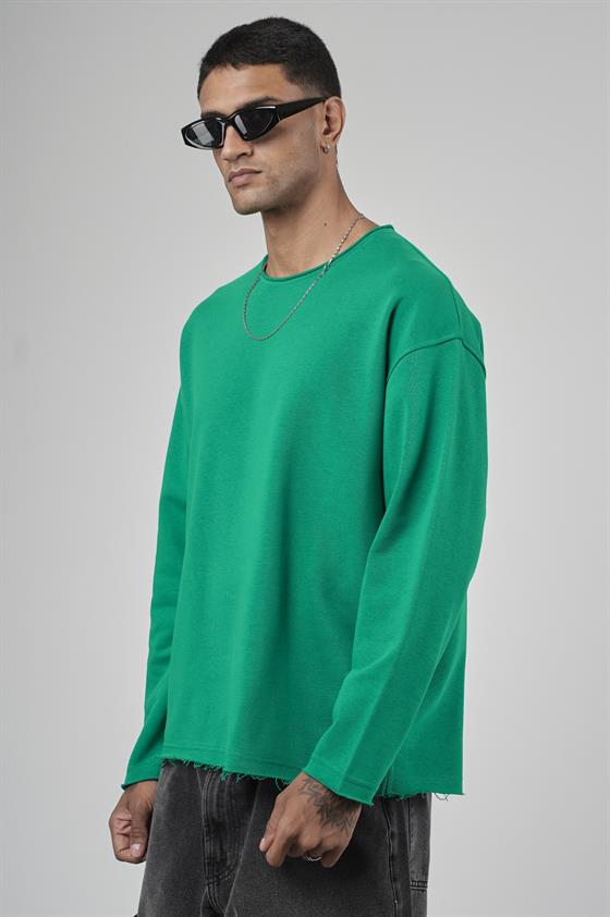 Image of Pis Yaka Oversize Kesim Erkek Düz Sweatshirt