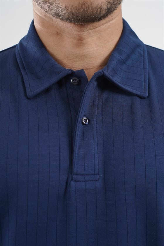 Image of Tricou bărbătesc cu guler polo și dungi, croială regulată