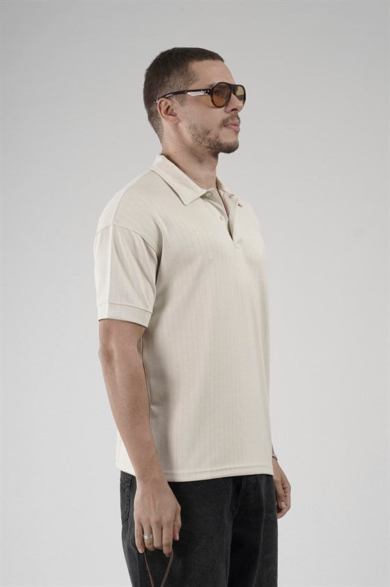 Image of Tricou bărbătesc cu guler polo și dungi, croială regulată