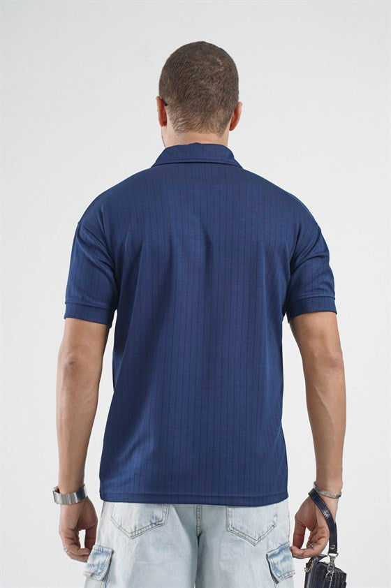 Image of Tricou bărbătesc cu guler polo și dungi, croială regulată
