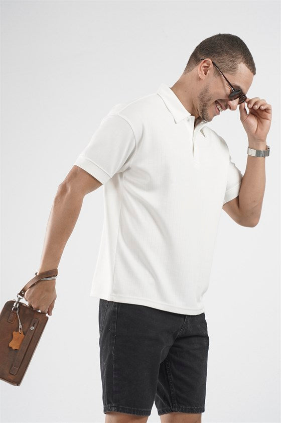Image of Polo Yaka Çizgi Detaylı Regular Kalıp Erkek Tişört