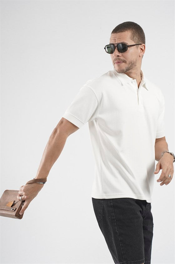 Image of Polo Yaka Çizgi Detaylı Regular Kalıp Erkek Tişört