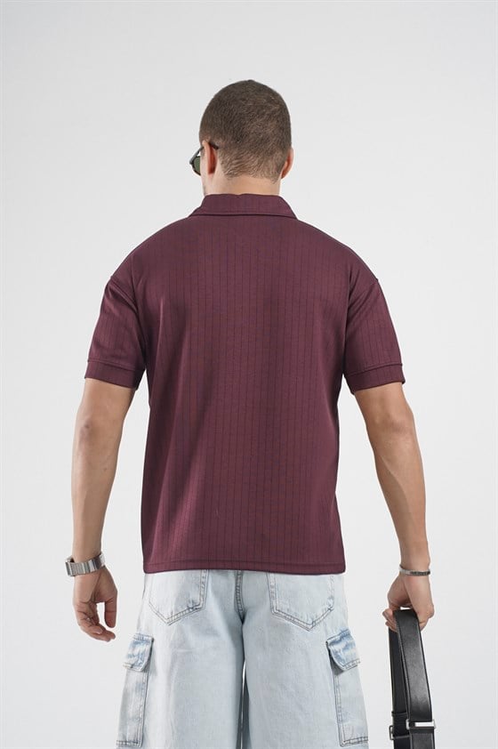 Image of Tricou bărbătesc cu guler polo și dungi, croială regulată