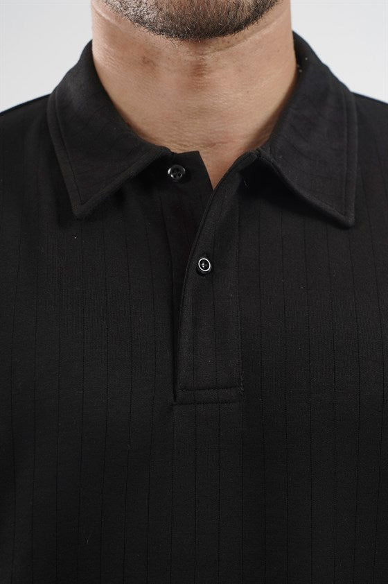 Image of Tricou bărbătesc cu guler polo și dungi, croială regulată