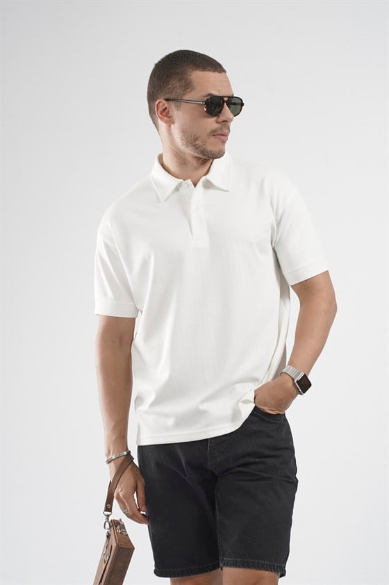 Image of Polo Yaka Çizgi Detaylı Regular Kalıp Erkek Tişört