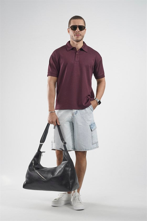 Image of Tricou bărbătesc cu guler polo și dungi, croială regulată