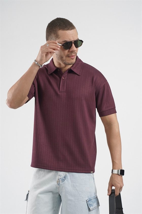 Image of Tricou bărbătesc cu guler polo și dungi, croială regulată