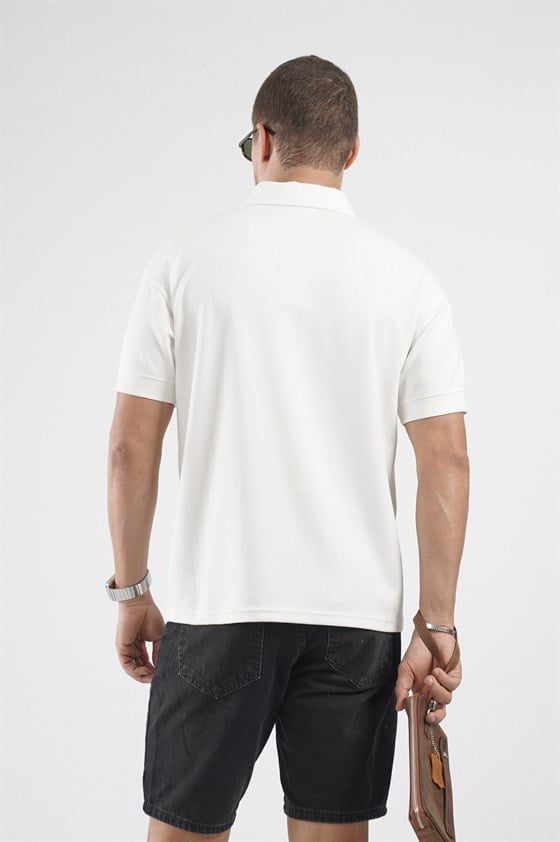 Image of Polo Yaka Çizgi Detaylı Regular Kalıp Erkek Tişört