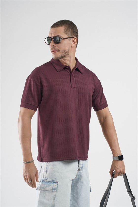 Image of Tricou bărbătesc cu guler polo și dungi, croială regulată