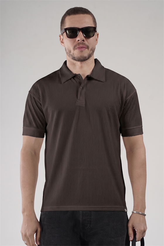 Image of Polo Yaka Regular Kalıp Çizgili Erkek Basıc Tişört