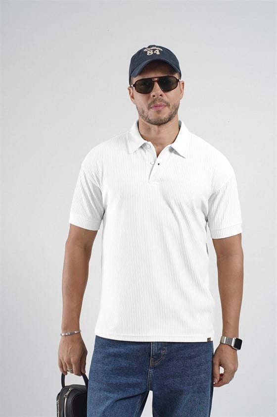 Image of Polo Yaka Regular Kalıp Çizgili Erkek Basıc Tişört