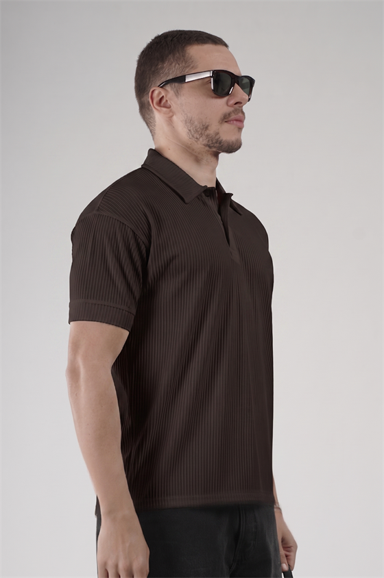 Image of Polo Yaka Regular Kalıp Çizgili Erkek Basıc Tişört
