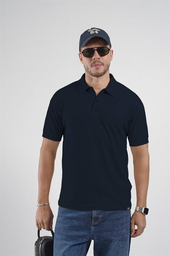 Image of Polo Yaka Regular Kalıp Çizgili Erkek Basıc Tişört