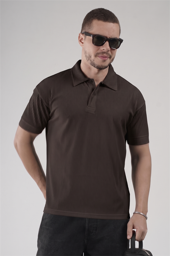 Image of Polo Yaka Regular Kalıp Çizgili Erkek Basıc Tişört