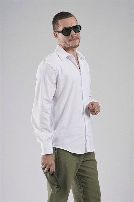Image of Croială regulată, croială flexibilă, cămașă simplă bărbătească 100% bumbac