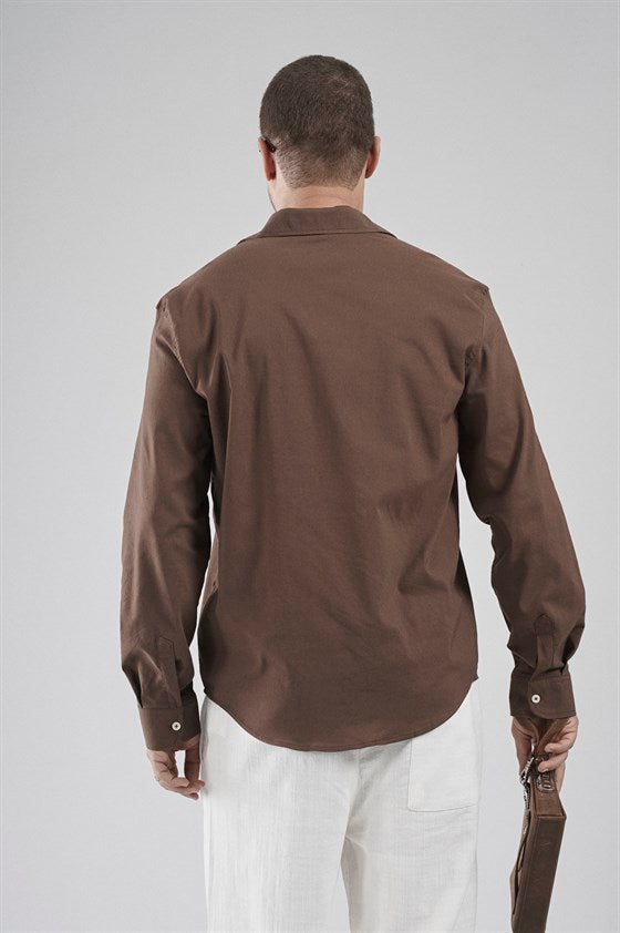 Image of Regular Fit, Flexible Cut, 100% Cotton Men's Plain Shirt