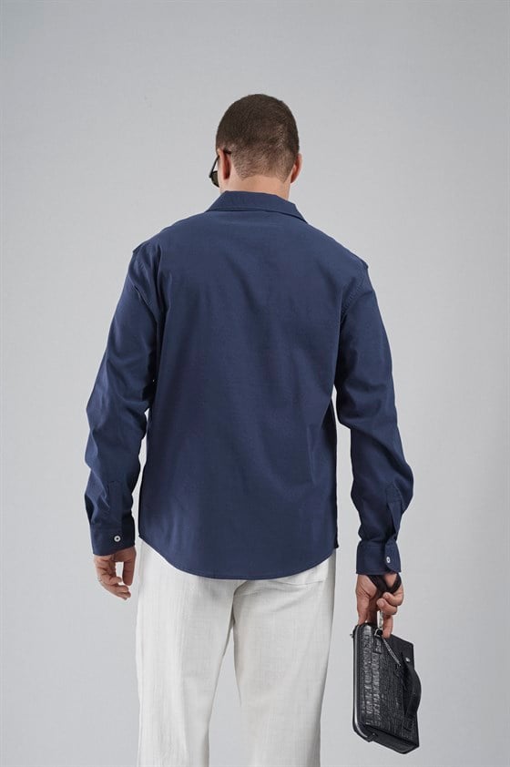 Image of Regular Fit, Flexible Cut, 100% Cotton Men's Plain Shirt