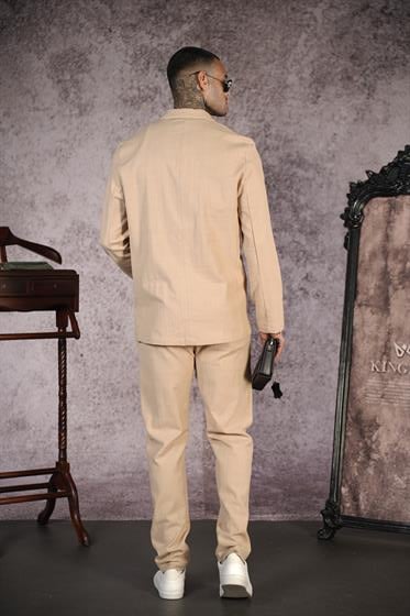 Image of Set sacou croială regulată, model top și jos, din in