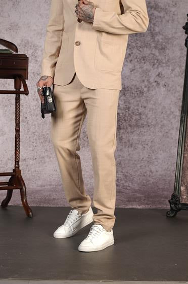 Image of Set sacou croială regulată, model top și jos, din in