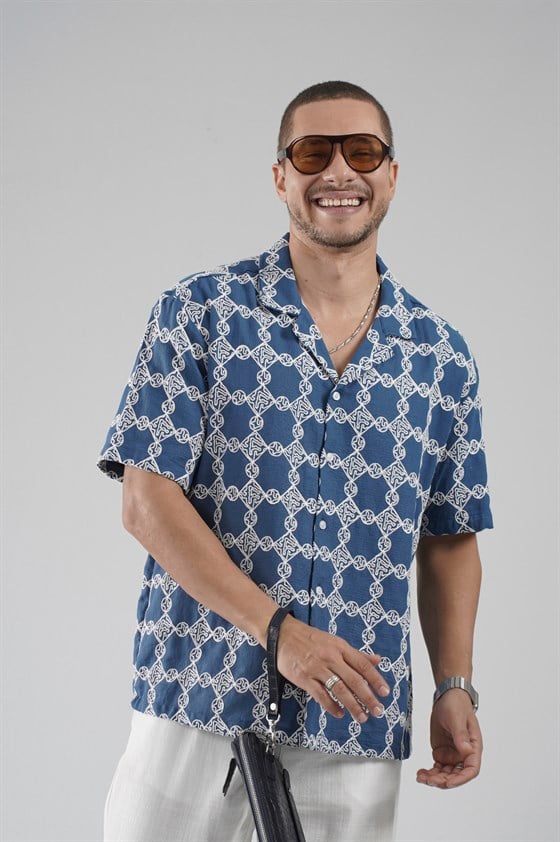 Image of Regular Kalıp Desenli Nefes Alan Erkek Gömlek