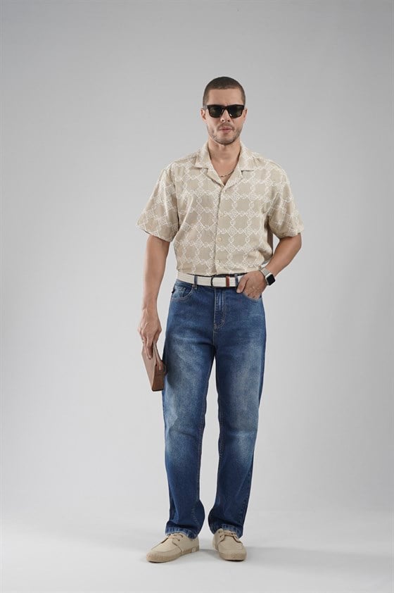 Image of Regular Kalıp Desenli Nefes Alan Erkek Gömlek