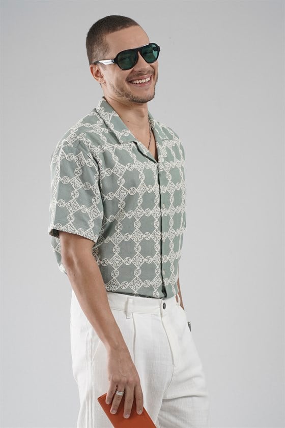 Image of Regular Kalıp Desenli Nefes Alan Erkek Gömlek