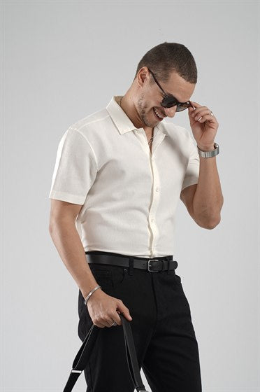 Image of Regular Fit Plain Lycra Shirt