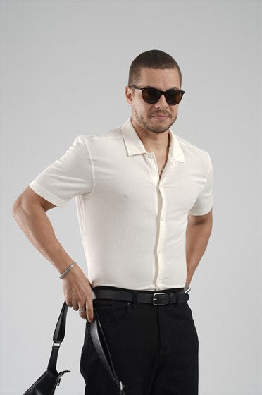 Image of Regular Fit Plain Lycra Shirt