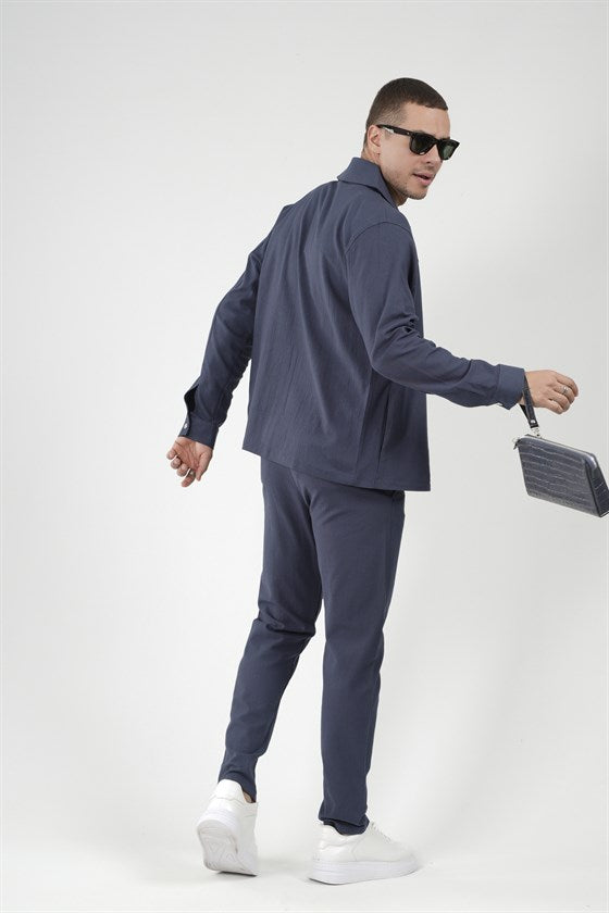 Image of Regular Kalıp Fermuarlı Keten Alt Üst Takım