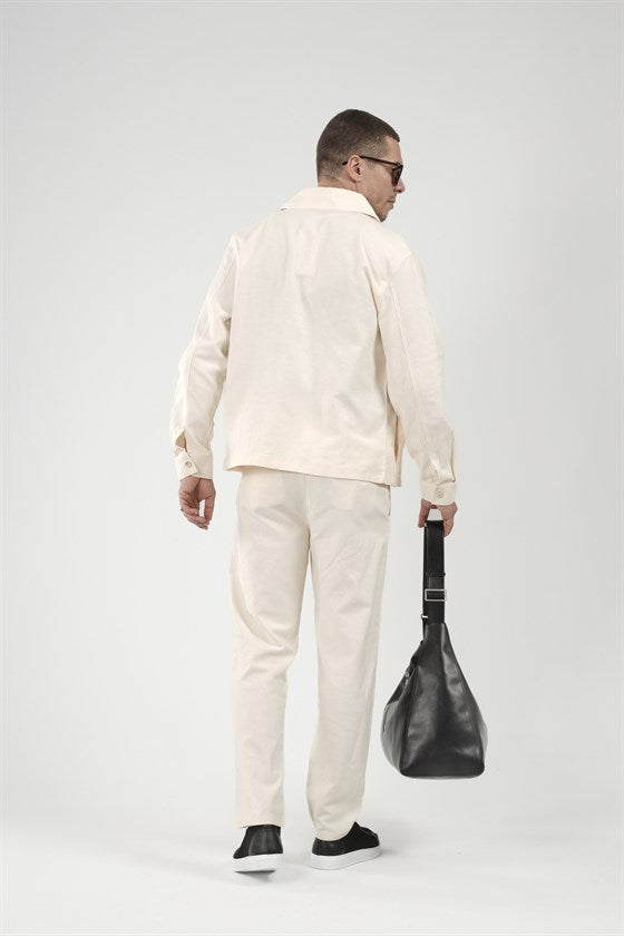 Image of Regular Kalıp Fermuarlı Keten Alt Üst Takım