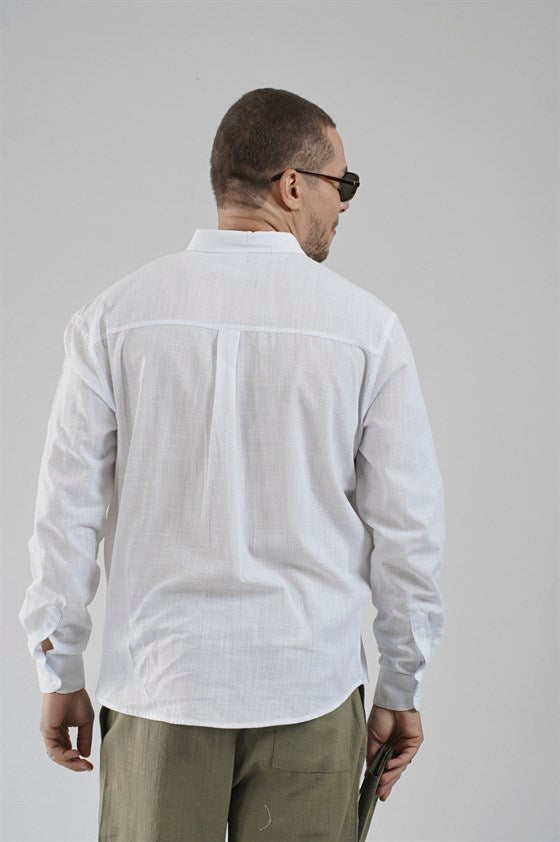 Image of Regular Kalıp Klasik Keten Gömlek